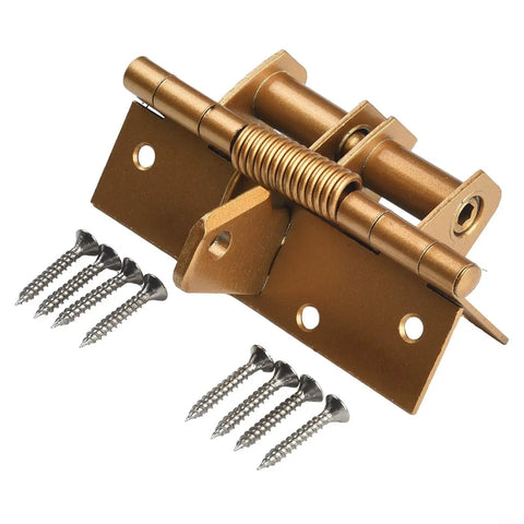 Spring Positioning Door Closer With 90 Degree Hold Open No Fuss Easy Install Auto Self Closing Soft Shut, gold finish