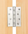 Legit 304 Stainless Steel Folding Butt Hinges Rock Solid Rust Proof Cabinet Door Connectors For Drawers Boxes And Windows Heavy Duty Mounting Screws Kit 3 Inch Size installed on wooden boards.