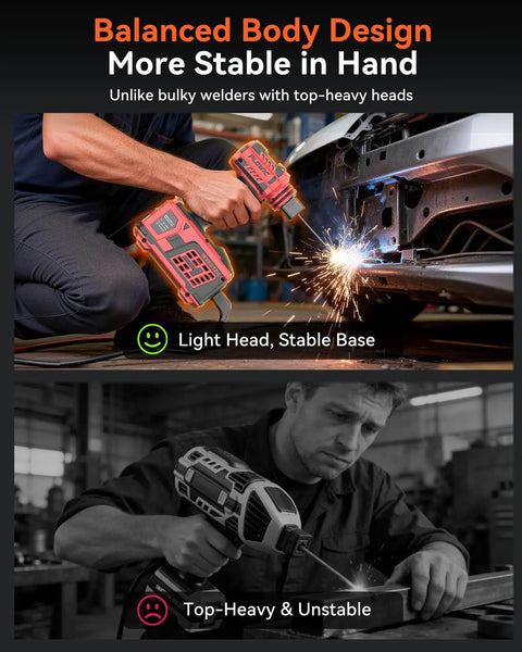 Image shows Badass Lightweight 110V Handheld Arc Welder Delivers Knockout 200A IGBT Power With An Easy LCD Screen for stability demonstration.