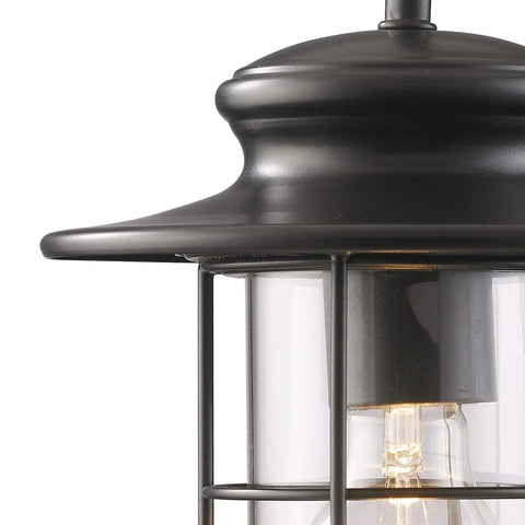 Close-up of Portside 12 Inch Outdoor Sconce 1 Light Matte Black Finish Weatherproof Exterior Wall Light with visible bulb.