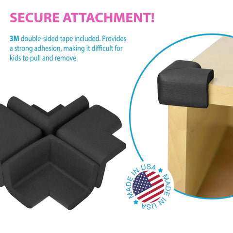 Four Piece Safety Corner Cushions For Baby And Home Protection With 3M Tape Easy To Install Made In USA BPA Free Latex Free Soft Yet Dense Foam Guard For Sharp Table Edges And Furniture