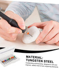 Person using 30-Piece Cobalt PCB Drill Bit Set For Circuit Board Engraving And Jewelry Crafting on stone with tungsten steel bits.