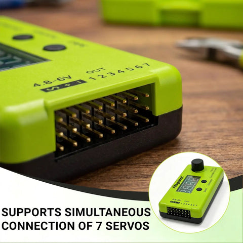 Premium Rc Digital Servo And Esc Consistency Checker With Bright Lcd Screen For Real Time Pwm Pulse Analysis and 7 servo connections.