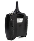 Back view of DXS Transmitter with AR410 Receiver, ergonomic design for fatigue-free RC control, showing antenna and grip texture.