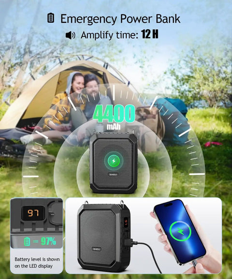 Beefy 18W Voice Amplifier for Teachers with portable microphone, wired headset, waterproof Bluetooth speaker outdoor setup