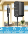 12V Charger For NexStar SE And SLT Telescopes Power Cord Adapter That Just Works With 4SE 5SE 6SE 8SE 90SLT shown with safety icons