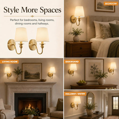 No Fuss Wall Sconces Set Of Two In Shiny Gold With Massive 10000 Mah Rechargeable Battery And Smart Remote For Dope Rgb Atmosphere Lighting Perfect For Renter Friendly Home Vibes in a cozy bedroom and living room settings.