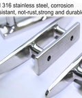 Open Base 316 Stainless Steel Boat Cleat For Mooring, 4 Inch Dock Cleat with Included Screws and Nuts, close-up view