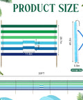 Diagram showing dimensions of 20 Ft Stripe Beach Windscreen Set With Six Hardwood Poles Rubber Mallet And Carry Bag
