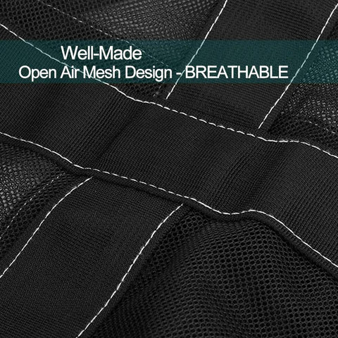 Close-up of black XXL Mesh Duffle Bag For Scuba Snorkel Gear And Water Sports Equipment showing breathable mesh design