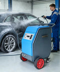 Portable Heavy Duty Dry Ice Blasting Machine For Auto Engine Degreasing And Garage Floor Decontamination in use on a car.