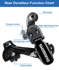 Diagram of Rear Derailleur RD TZ31A 6/7 Speed Direct Mount And Hanger Mount with labeled screws and guide wheel.