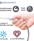 FlexiLamp Touch LED Nail Salon Table Lamp With Removable Clamp And Flexible Arm Three Brightness Levels, hand holding gooseneck