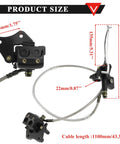 Beefed Up Hydraulic Front Brake Caliper Master System For 50cc To 125cc Dirt Bikes, Black, showing size and cable length