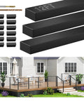 Built Like A Tank 12 Foot Stainless Steel Matte Black Handrail For Cable Railing System 3 Pack with accessories for decking.