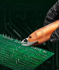 Air Nipper Pneumatic Scissors With Ergonomic Grip cutting PCB wires, 155mm length, 0.5-0.6 MPa, powerful cutter in use