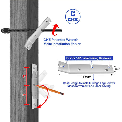 Black One Eighth Inch Cable Railing Hardware Kit Pack Of Fifty For Four By Four Or Two By Two Wood Or Metal Posts installation diagram.