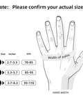 Size chart for Top Notch Disposable Vinyl Exam Gloves In Steel Blue, showing glove sizes and width of palm measurement.