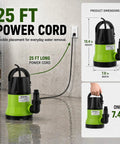 Heavy Duty Submersible Sump Pump Crafted For Rapid Pool Draining And Quick Flood Pickup Half Horsepower Engine Chugging Twelve Gallons A Minute While Handling Debris Like A Pro, with 25 ft power cord.
