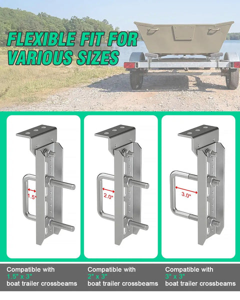 Rock Solid Heavy Duty Boat Trailer Bunk Brackets 4 Pack With Galvanized Steel Swivel Top Mount For 1.5x3 2x3 3x3 Inch Crossmembers