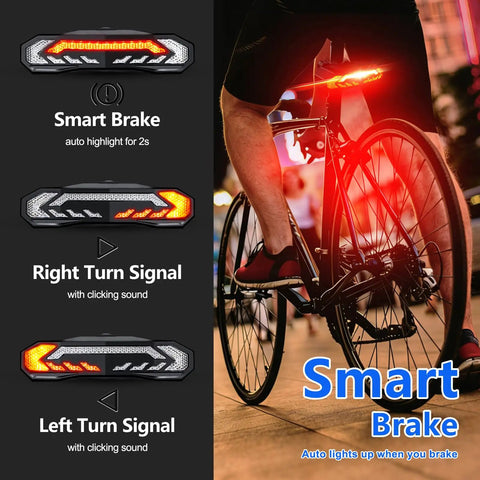 All In One Bike Taillight With Turn Signals And Brake Light, USB Rechargeable Rear Light Kit For Bicycle, Auto On Off Bell, Remote Control, IP65 Waterproof, 31 LED Ultra Bright 160 Lumens For Safer Rides