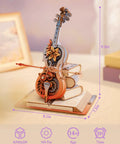 Dope 3D Wooden Cello Puzzle Model Kit With Mechanical Music Box And UV Gradient Finish For Adults, DIY Gift For Him Or Her, Gear Drive Cello Playing The Blue Danube, Unique Home Decor And Hobby Set, 9.3in wooden cello kit