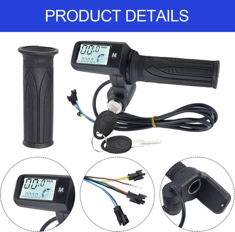 Full Twist Throttle Upgrade For 36V 48V 60V E Bikes And Scooters With 3 Speed Adjustments Real Time LCD Voltage Display Key Switch 8 Pin Plug And Play Grip For E Bike And Motorcycle