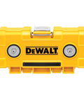 Front view of yellow case from Impact Driver Bit Set With Magnetic Tough Case, 15-Piece Carbide Tipped Bits, Pro Grade And Heavy Duty Kit With Two High Strength Magnets For Ferrous Surfaces, Built In Hooks For Hanging, Durable Case For On The Job.