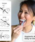 All In One Invisalign Aligner Removal Tool With Built In Chewies Pack Of 2 Easy Removal And Perfect Seat For Aligners Retainers And Trays Patented 2 In 1 Design For Cleaner Wear And Secure Fit in use