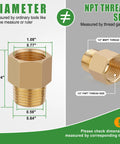 Brass Pipe Fittings Kit 5 Piece Half Inch NPT Male To Half Inch NPT Female Adapter Extensions dimensions comparison