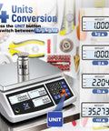 Heavy Duty Industrial Counting Scale 30kg 66lb with 0.1g precision, digital display showing unit conversions in lb g kg oz