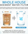 Comparison of glasses showing before and after using Heavy Duty 20 Inch By 4.5 Inch Sediment Filter Cartridge, 5 Micron Replacement.