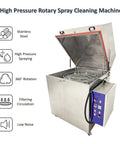 Heavy Duty High Pressure Rotary Parts Washer Featuring 360 Degree Deep Wash That Mops Up Stubborn Oil And Dust Perfect For Auto Brake Discs Casting Hardware Real Workhorse 250 Pound Stainless Basket 220 Volt 3 Phase.