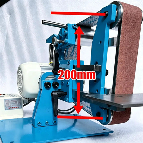 Zhenyuwang Electric Belt Sander 1100W Brushless Motor with 200mm sanding belt, heavy duty woodworking tool for fast wood sanding.