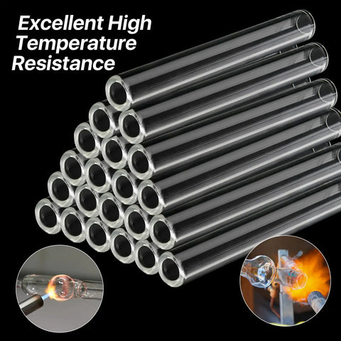 Twenty Pcs Four Inch Borosilicate Glass Blowing Tubes Clear Glass For Blowing Lampworking Crafting With Four Cleaning Brushes