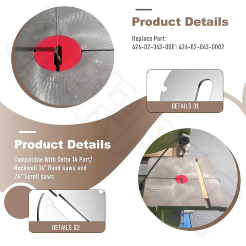 Premium Two Pack Heavy Duty Bandsaw Table Inserts Measuring Two Point Five Inches By.100 Thick on cutting surface.