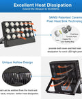 Diagram showing heat dissipation features of Best Bang For Your Buck 100W LED Flood Light, 10000 Lumens Outdoor Security Light