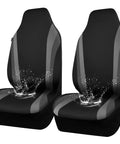 Neoprene Front Seat Covers for Trucks SUVs Vans, Waterproof, Airbag Compatible, High Back Bucket Seats, Universal Fit, Black and Gray, Dope Upgrade, 2 Piece Front Seat Cover Set shown with water resistance feature.