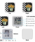 Snazzy Silent Digital Alarm Clock With Sweet Snooze And Cool Nightlight Compact Vintage Grid Cube Design from various angles displaying features.