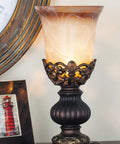 Rustic Polystone Uplight Set Of 2 With Frosted Glass And Gold Accent In Brown Finish 9 Inch Wide By 18 Inch High Cozy Up Your Space