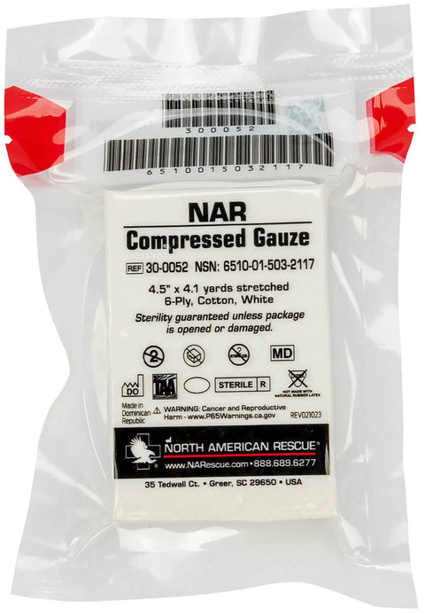 Packaged Compressed Rolled Gauze Bandage For Wounds, Ultra Compact Crinkle Cotton Six Ply, first aid packaging view
