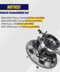 Front Left Wheel Bearing And Hub Assembly For 2004-2008 Chevy Colorado And 2004-2008 GMC Canyon, Also Fits 2006 Isuzu i-350 And 2007-2008 i-370