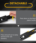 Built Tough 14 Inch Ball Bearing Drawer Slides Six Pairs Heavy Duty Side Mount Tracks Black Finish installation guide with plastic buckle.