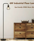 Industrial LED Floor Lamp Tall Standing Light With 6W Bulb Foot Switch No Fuss Easy Setup Metal Modern Floor Lamp Black