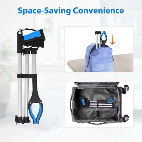 43 Inch Reacher Tool With Foldable Design And 360 Degree Rotating Jaw Dual Magnets Extra Long Grabber For Seniors Trash Picker Upper Extension Easy Grip Mobility Aid For Post Surgery And Everyday Tasks