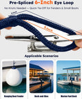 Rugged Four Pack Boat Fender Dock Lines Three Eighths Inch By Six Foot Nylon Double Braided With Adjustable Anti Chafe Sleeve