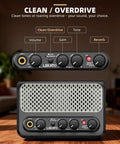 Portable 10W Bluetooth Guitar Amp With Built In Drum Machine Featuring 30 Patterns Clean And Drive Channel Reverb Rechargeable Battery