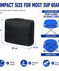 Compact Front Deck SUP Storage Bag with Insulated Cooler for 12ft 6in Paddle Boards, fits inflatable and hard boards
