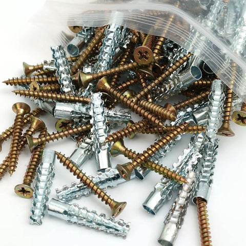Heavy Duty Wall Anchor Expansion Bolts With Self Tapping Screws And Drilling Plugs Serrated Expansion Nails Solid Carbon Steel Construction on display