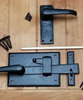 Heavy Duty Gate Latch With Lever For Gates And Doors Black Forged Iron Right Hand Rustic Gate Hardware Dual Sided Operation